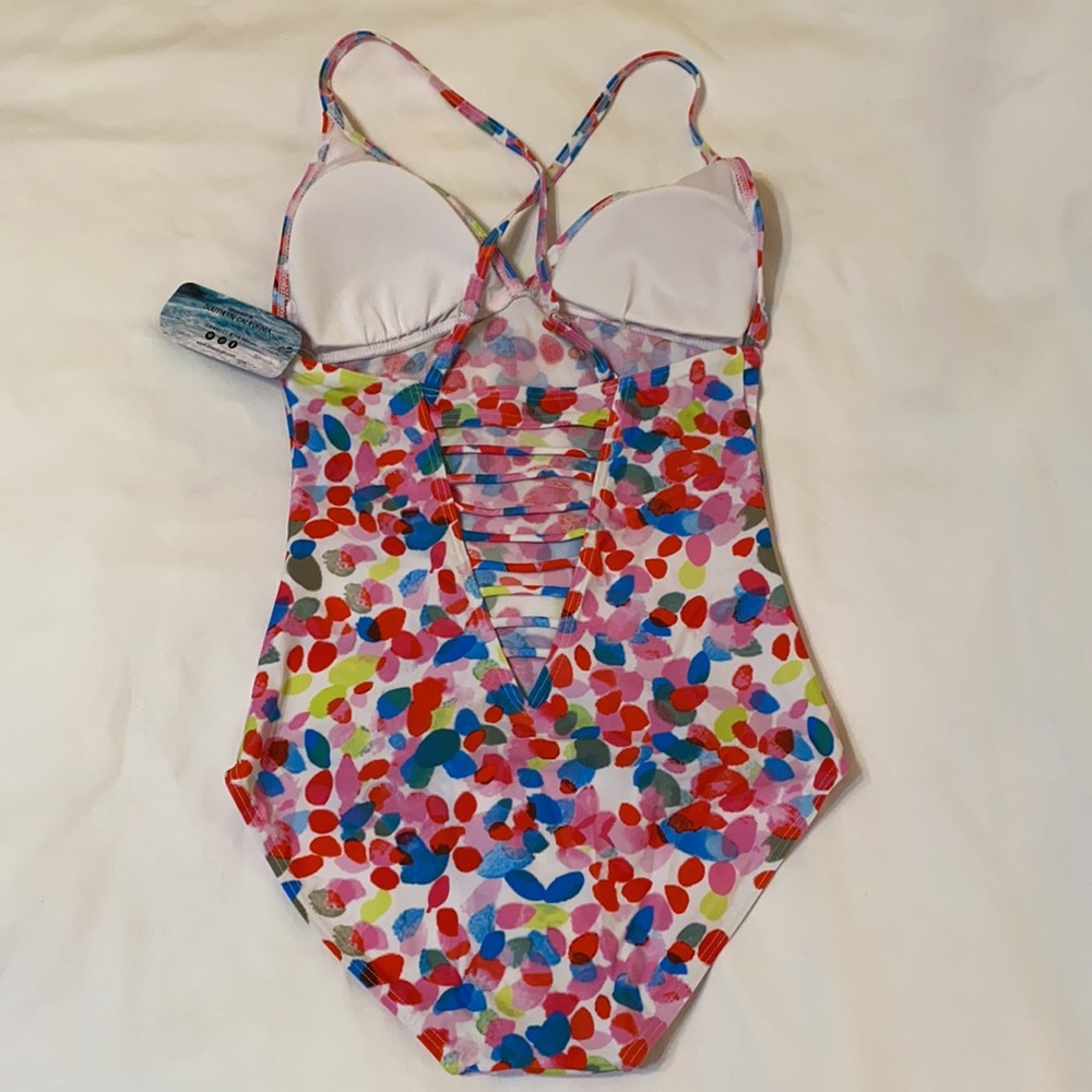 Bawdy Multi-Colored Dot One Piece Swimsuit, Medium - Picture 2 of 8